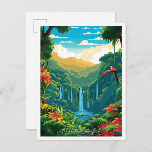 Caraïbisch Costa Rica vintage reizen Briefkaart (Voorkant / Achterkant)