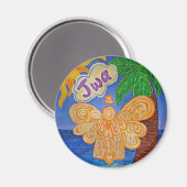 Caraïbisch Creole Beach Angel Custom Fridge Magnet (Voorkant / Achterkant)