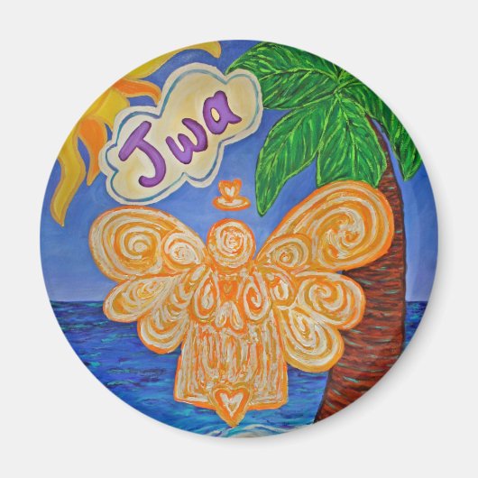 Caraïbisch Creole Beach Angel Custom Fridge Magnet (Voorkant)