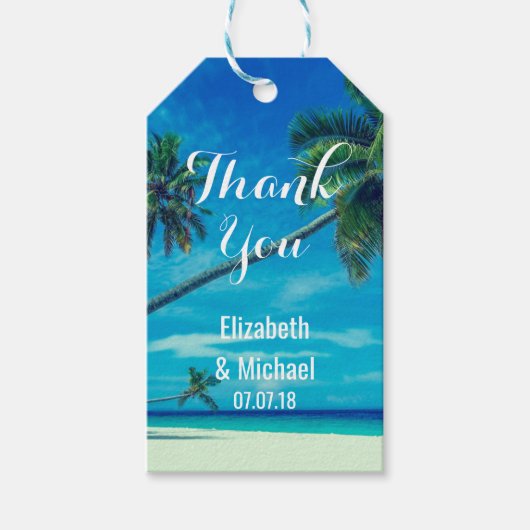 Caraïbisch eiland Tropisch strand bruiloft Bedankt Cadeaulabel (Voorkant)
