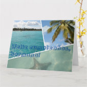 Caraïbisch Fotocollage Feliz Cumpleanos Hermana Kaart (Gele Bloem)