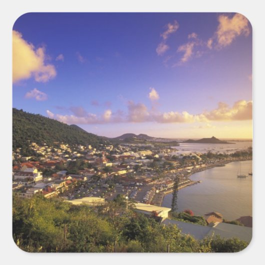 Caraïbisch gebied, Frans West Indies, St. Martin. Vierkante Sticker (Voorkant)