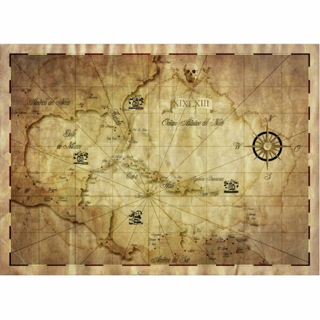 Caraïbisch gebied - oude kaart staand fotobeeldje  (Voorkant)