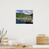 Caraïbisch gebied, Saint Lucia, Soufriere. Bot in Poster (Keuken)