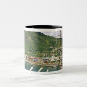 Caraïbisch gebied, Saint Lucia, Soufriere. Bot in Tweekleurige Koffiemok (Center)