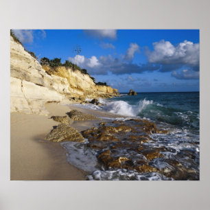 Caraïbisch gebied, St. Martin, Cliffs op het stran Poster