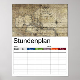 Caraïbisch gebied - tijdschema oude kaart poster