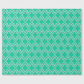 Caraïbisch Groen Wit XL Marokkaans Quatrefoil #7DS Cadeaupapier (Vlak)