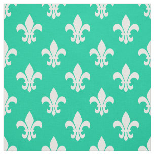 Caraïbisch Groen, Witte Vader De Lis Pattern Stof