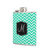 Caraïbisch Groene Chevron Pattern met Monogram Heupfles (Links)