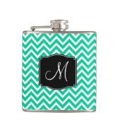 Caraïbisch Groene Chevron Pattern met Monogram Heupfles (Voorkant)