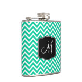 Caraïbisch Groene Chevron Pattern met Monogram Heupfles (Rechts)