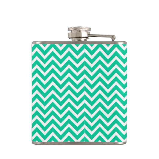 Caraïbisch Groene Chevron Pattern met Monogram Heupfles (Achterkant)