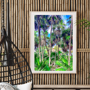 Caraïbisch huis in de Oerwoud Palm Trees Poster