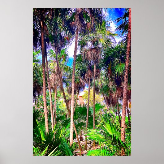 Caraïbisch huis in de Oerwoud Palm Trees Poster (Voorkant)