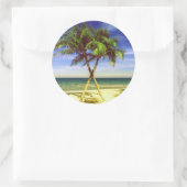 Caraïbisch palmbos Tropische eilanden Ronde Sticker (Tas)