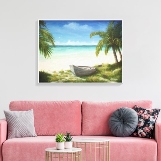 Caraïbisch perzeekafdruk - gebleekt canvas afdruk (Insitu (Woonkamer))