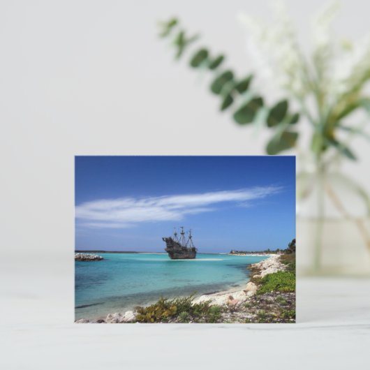 Caraïbisch piraatschip briefkaart (Staand voorkant)