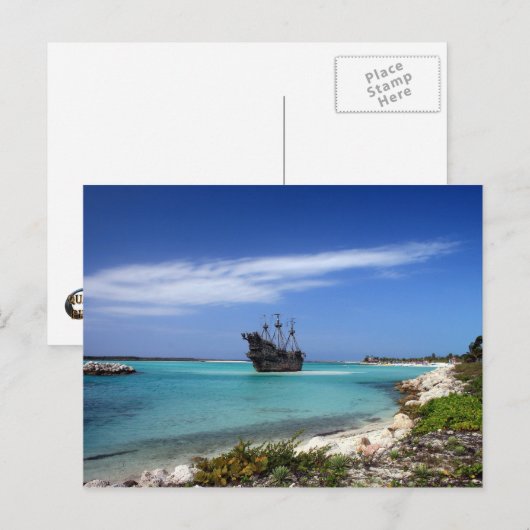 Caraïbisch piraatschip briefkaart (Voorkant / Achterkant)