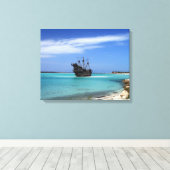 Caraïbisch piraatschip canvas afdruk (Insitu (Houten vloer))