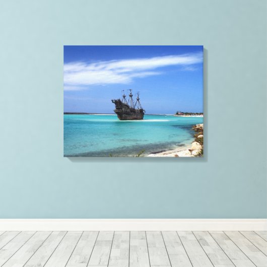 Caraïbisch piraatschip canvas afdruk (Insitu (Houten vloer))