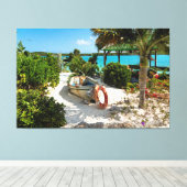 Caraïbisch scheepswrak en oceaan canvas afdruk (Insitu (Houten vloer))