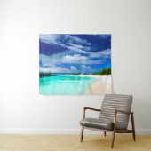 Caraïbisch strand met Deep Blue Summer Sky Wandkleed (In Situ (horizontaal))
