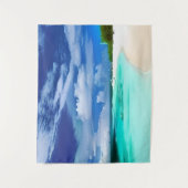 Caraïbisch strand met Deep Blue Summer Sky Wandkleed (Voorkant)