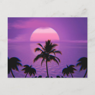 Caraïbisch Sunset Vaporwave Aesthetische Retro 80s Briefkaart