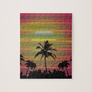 Caraïbisch Sunset Vaporwave Aesthetische Retro 80s Legpuzzel