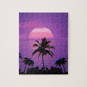 Caraïbisch Sunset Vaporwave Aesthetische Retro 80s Legpuzzel