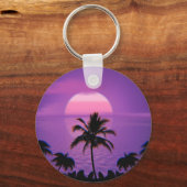 Caraïbisch Sunset Vaporwave Aesthetische Retro 80s Sleutelhanger (Voorkant)