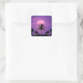 Caraïbisch Sunset Vaporwave Aesthetische Retro 80s Vierkante Sticker (Tas)