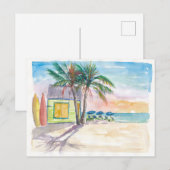 Caraïbisch Surf: Beach Bar en Sunset Briefkaart (Voorkant / Achterkant)