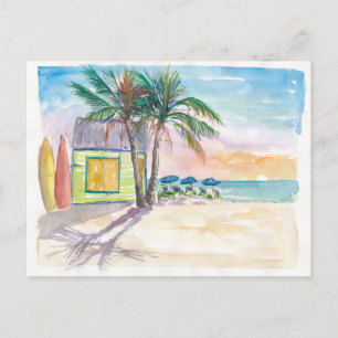 Caraïbisch Surf: Beach Bar en Sunset Briefkaart