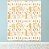 Caraïbisch Tribal Mudcloth: Wit, Goud Canvas Afdruk (Insitu (Houten vloer))