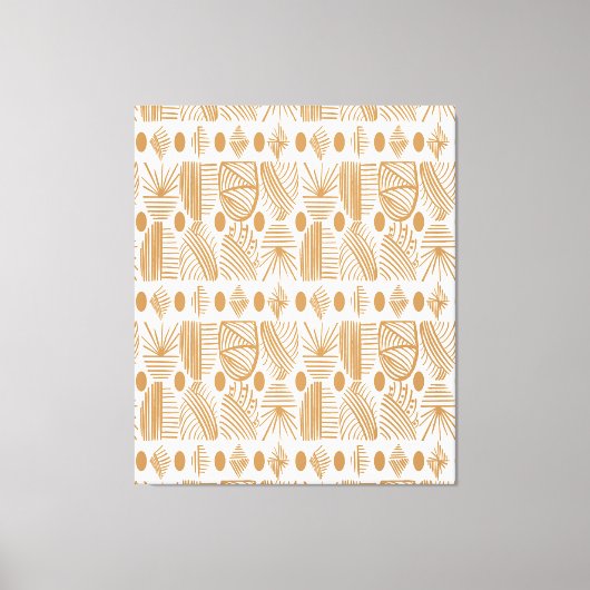 Caraïbisch Tribal Mudcloth: Wit, Goud Canvas Afdruk (Voorkant)