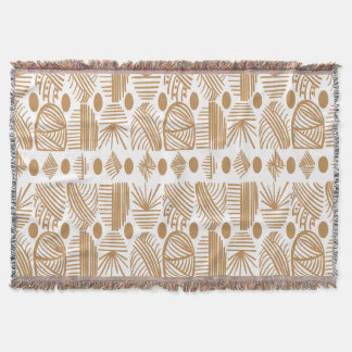 Caraïbisch Tribal Mudcloth: Wit, Goud Deken