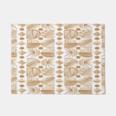 Caraïbisch Tribal Mudcloth: Wit, Goud Deurmat (Voorkant)