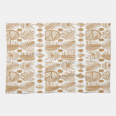 Caraïbisch Tribal Mudcloth: Wit, Goud Theedoek (Horizontaal)