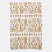 Caraïbisch Tribal Mudcloth: Wit, Goud Theedoek (Verticaal)