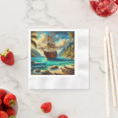 Caraïbisch/tropisch strandschip kunst servet (Insitu)