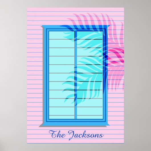 Caraïbisch winkelcentrum Hideaway in Pastel Pink B Poster (Voorkant)