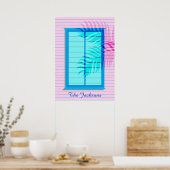 Caraïbisch winkelcentrum Hideaway in Pastel Pink B Poster (Keuken)