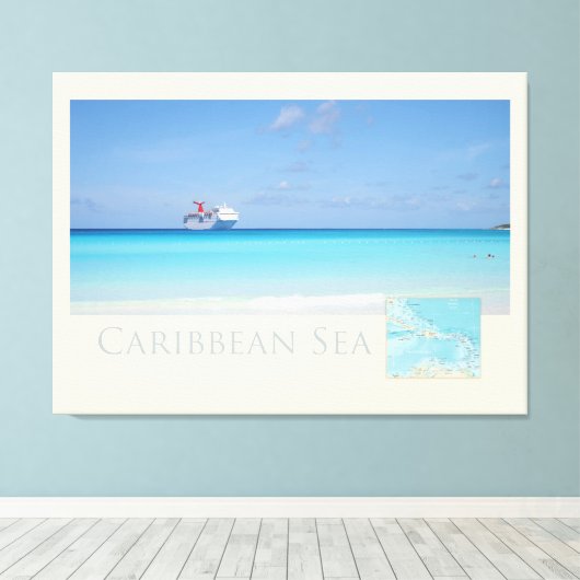 Caraïbisch Zee — Afdruk van schildpad Canvas Afdruk (Insitu (Houten vloer))