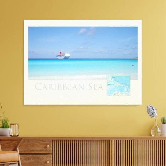 Caraïbisch Zee — Afdruk van schildpad Canvas Afdruk (Insitu (Woonkamer))