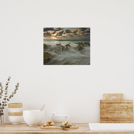 Caraïbisch Zee, Kaaimaneilanden. Scheergolven 3 Poster (Keuken)