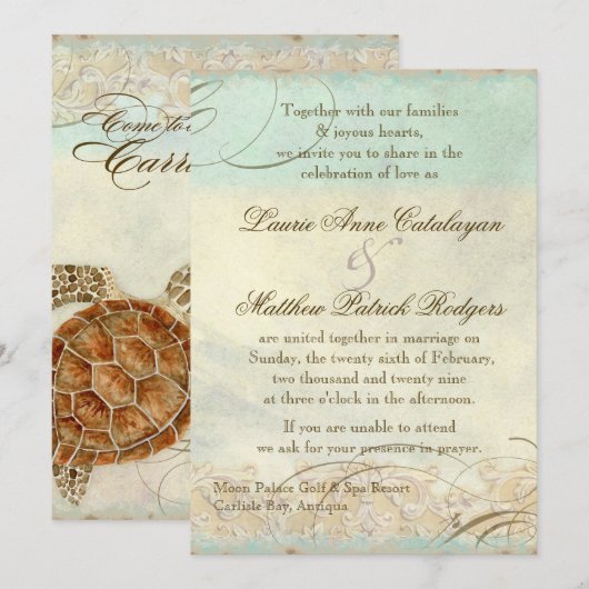 Caraïbisch Zee Turtle Modern Coastal Ocean Beach Kaart (Voorkant / Achterkant)