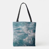Caraïbisch Zeegezicht Wit Blauw Wave Crests Monogr Tote Bag (Achterkant)