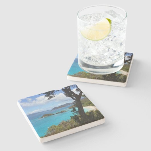 Caraïbische baai stenen onderzetter (Zijkant)